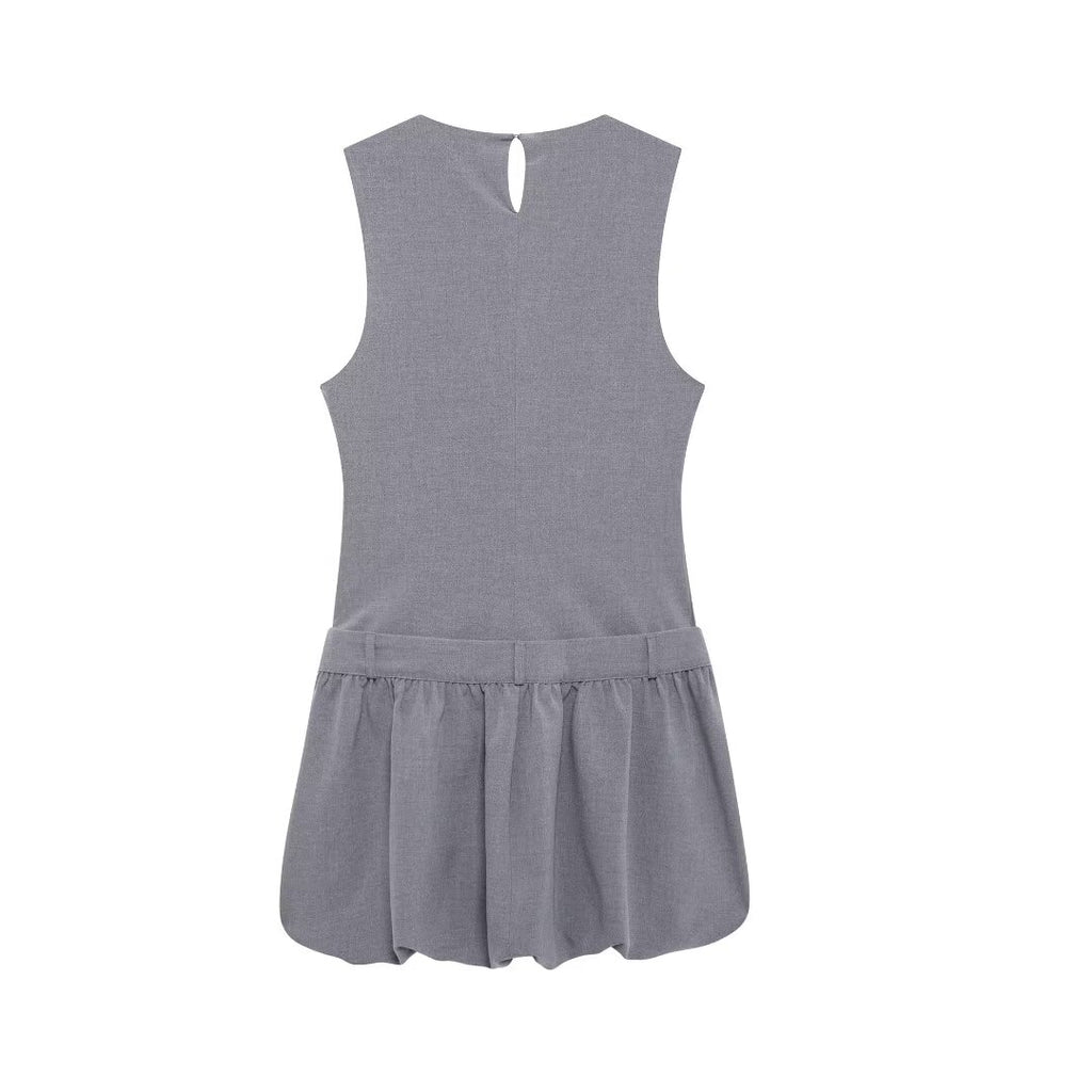 Women Wide Swing round Neck Sleeveless Short Version Dress Puffy dress