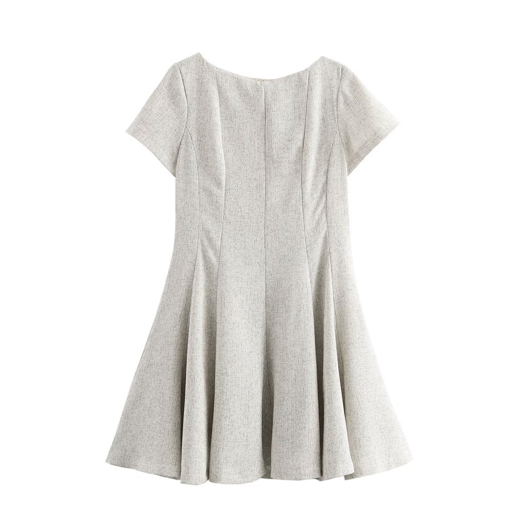 Robe femme à manches courtes et col rond ample style French Wave