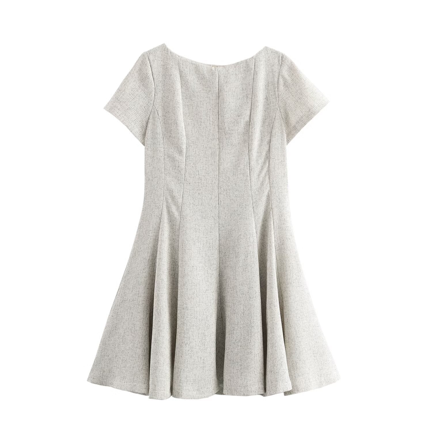 Robe femme à manches courtes et col rond ample style French Wave