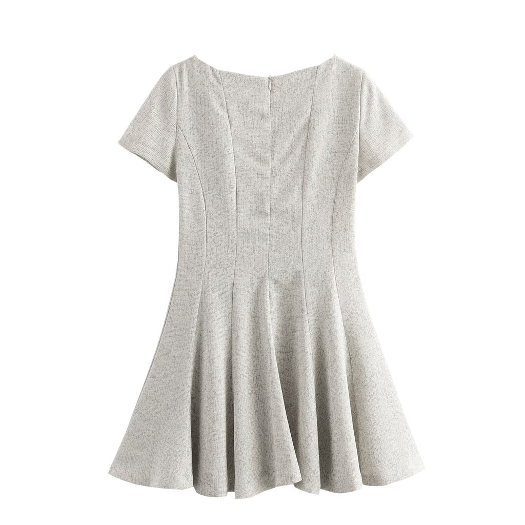 Robe femme à manches courtes et col rond ample style French Wave