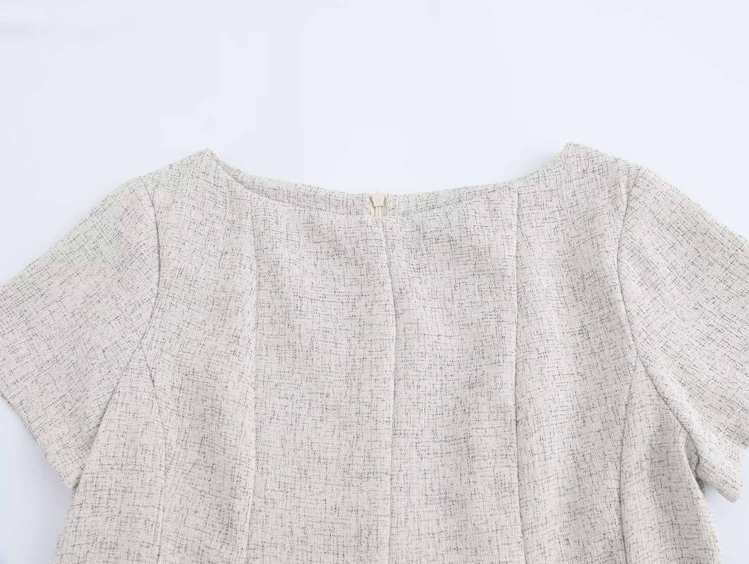 Robe femme à manches courtes et col rond ample style French Wave