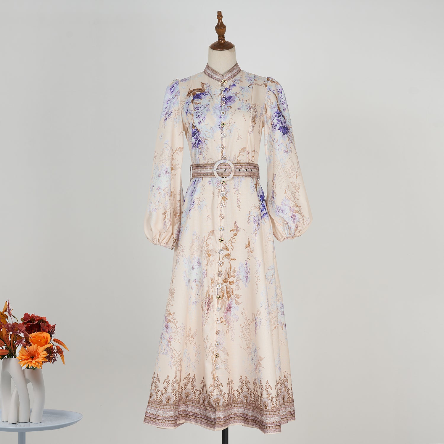 Women Spring And Autumn Printed Long Sleeve Elegant Dress