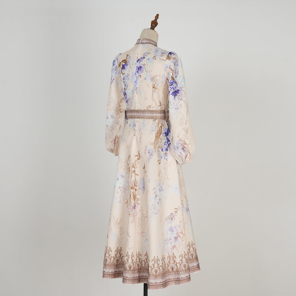 Women Spring And Autumn Printed Long Sleeve Elegant Dress