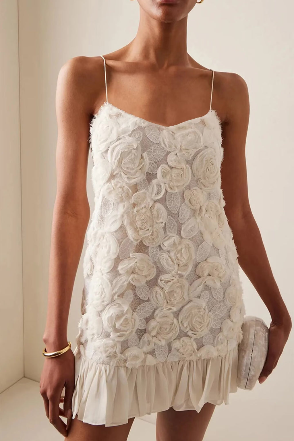 Vestido de gasa con patchwork floral tridimensional para mujer, para vacaciones de primavera