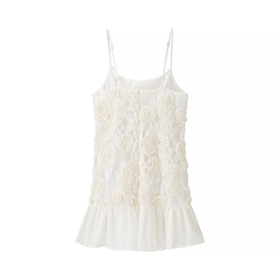 Vestido de gasa con patchwork floral tridimensional para mujer, para vacaciones de primavera