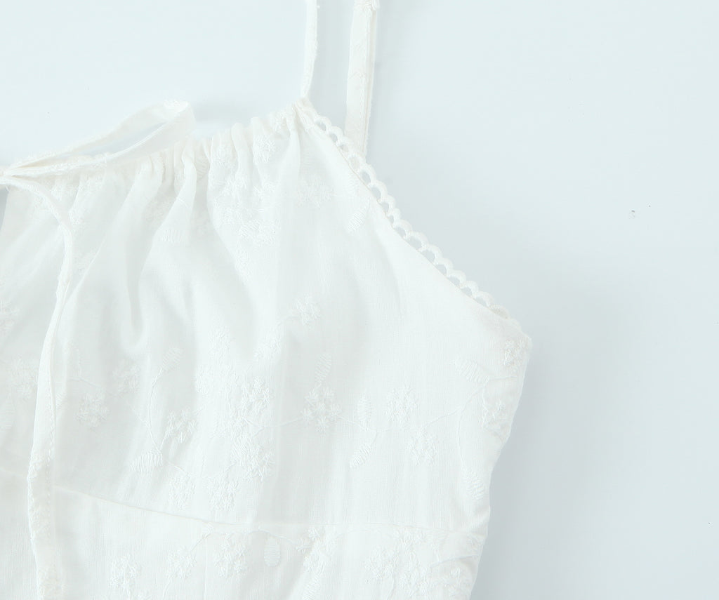 French Retro Square Collar Sexy Embroidery Suspender Sexy Stitching Lace Dress