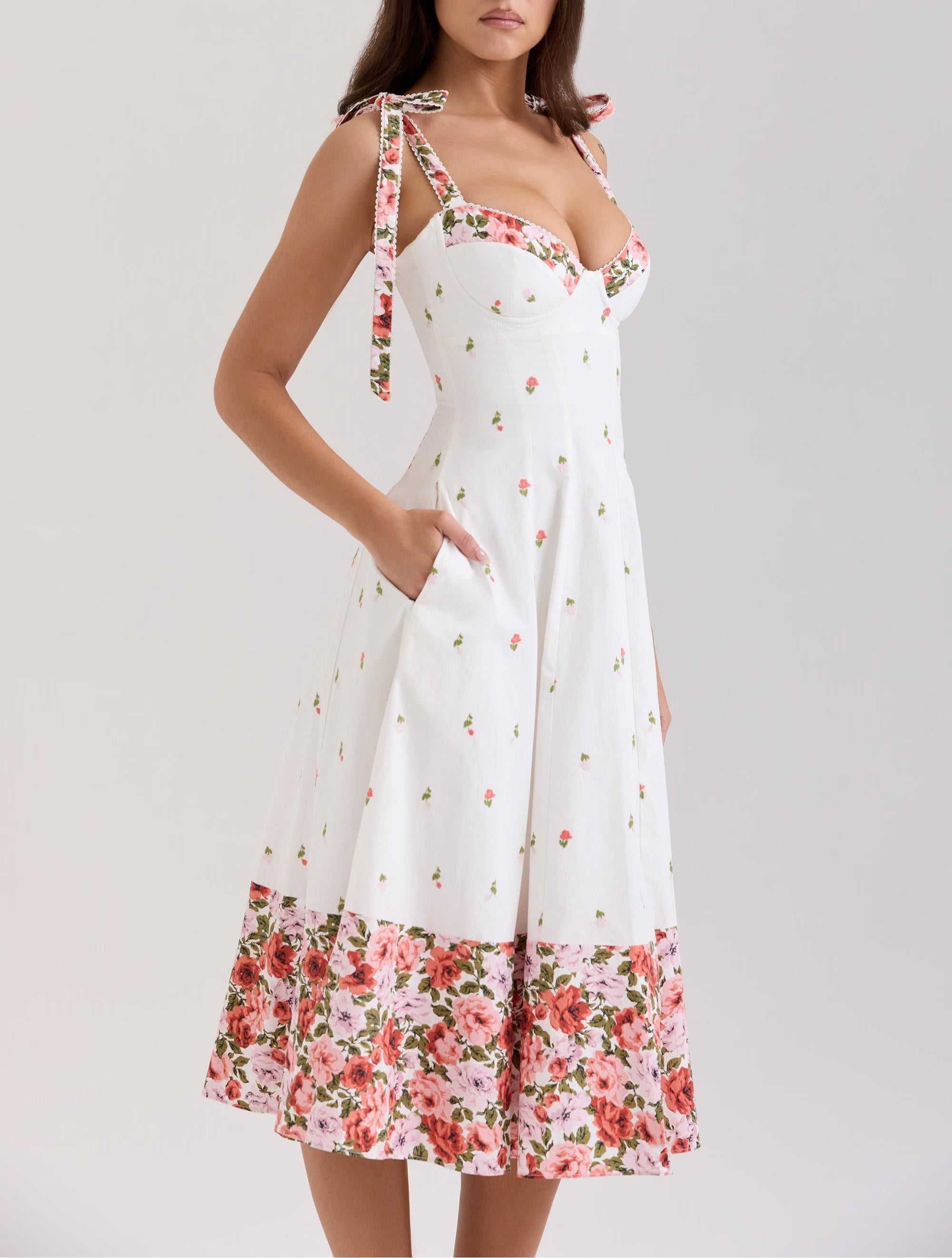 Robe élégante et douce pour femme, imprimée, taille cintrée, coupe moulante, style débardeur