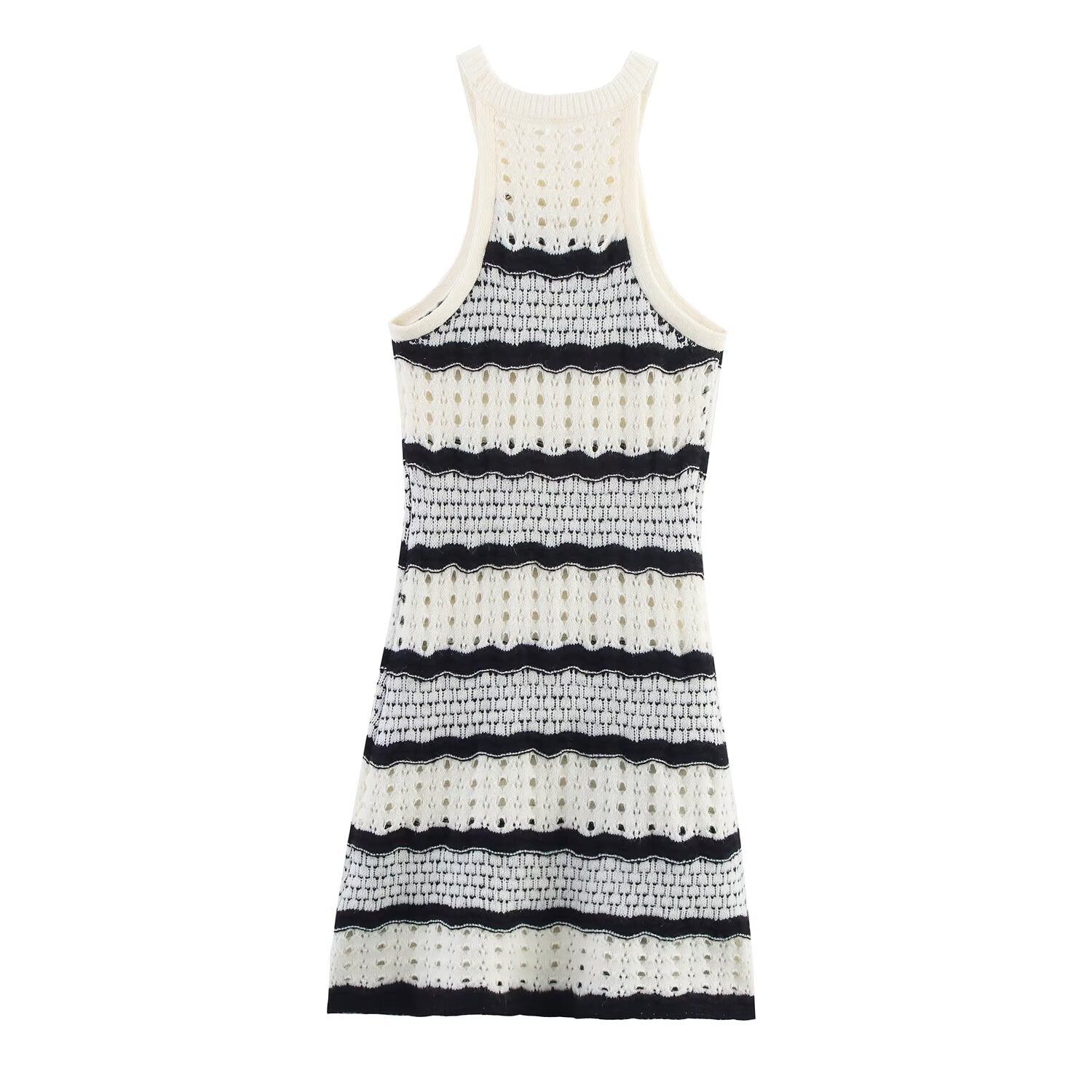Vestido sexy con tirantes y rayas de colores combinados para mujer