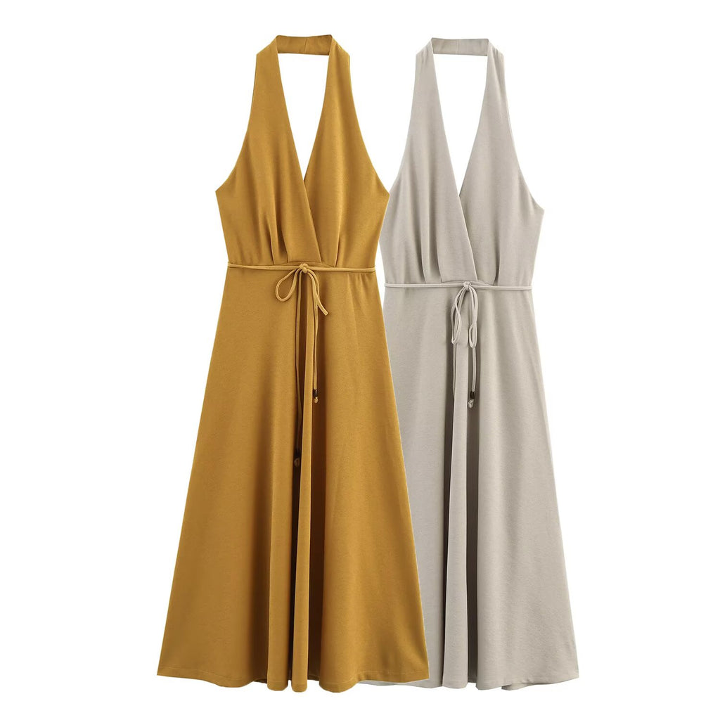 Ropa de mujer en la serie Cinturón Colgante Cuello Vestido sin espalda
