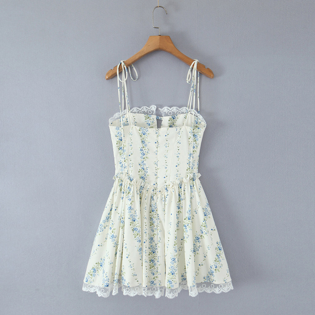 Vestido ajustado con cintura estampada y costuras de encaje sexy para mujer