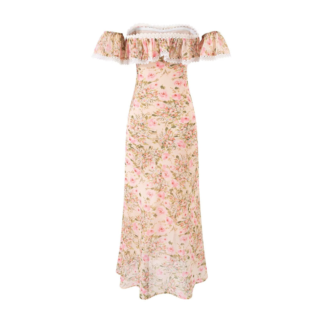 Vestido floral con volantes y cuello alto, suave, de cola de pez, de verano, talle ajustado, largo hasta la cadera para mujer