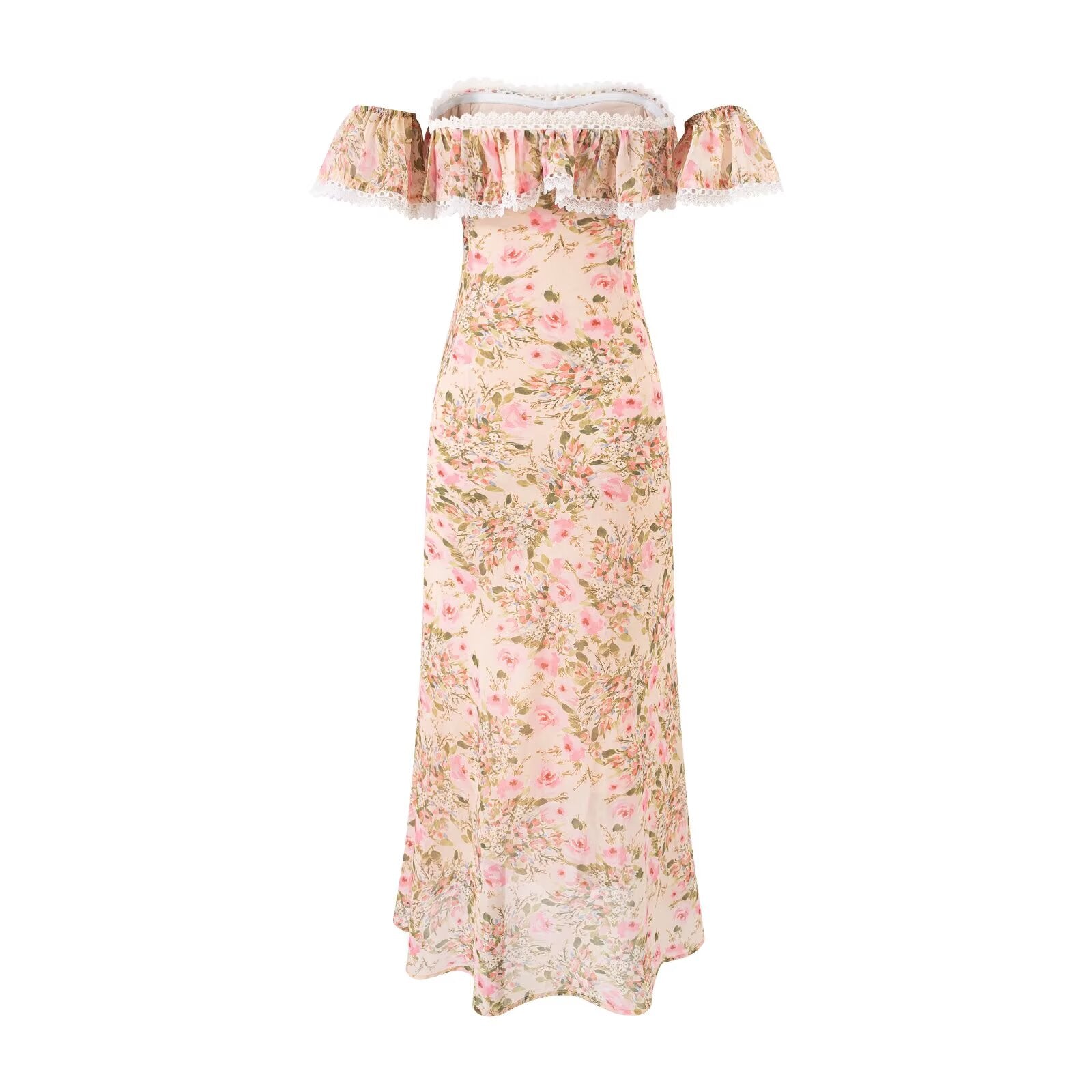 Vestido floral con volantes y cuello alto, suave, de cola de pez, de verano, talle ajustado, largo hasta la cadera para mujer