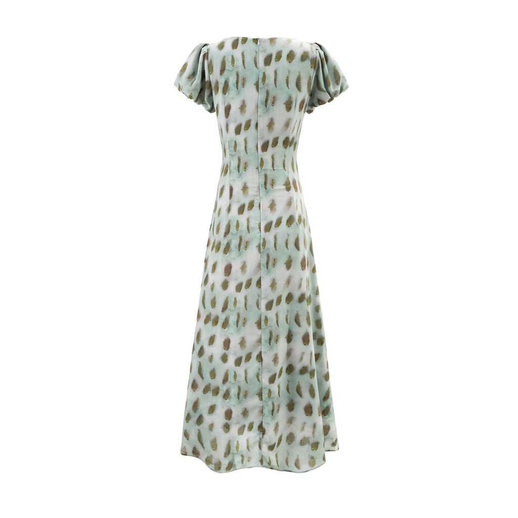 Summer Vintage Simple Holiday Series Casual Slim U Neck Dress