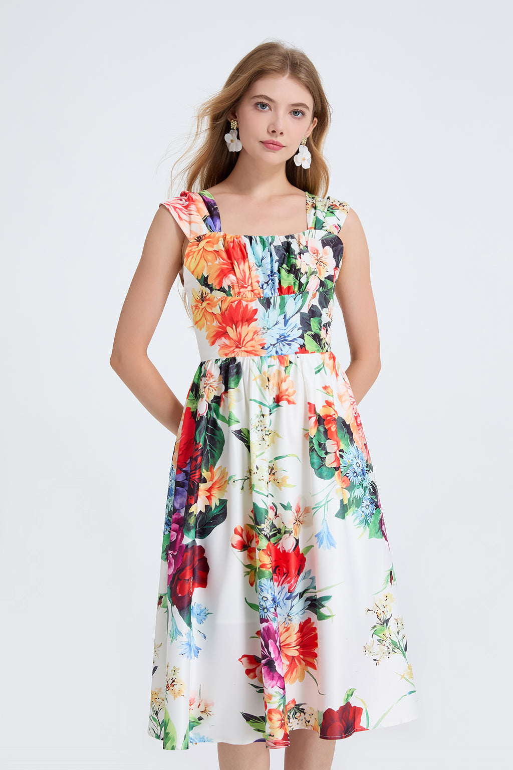 Robe d'été cintrée pour femme, coupe trapèze