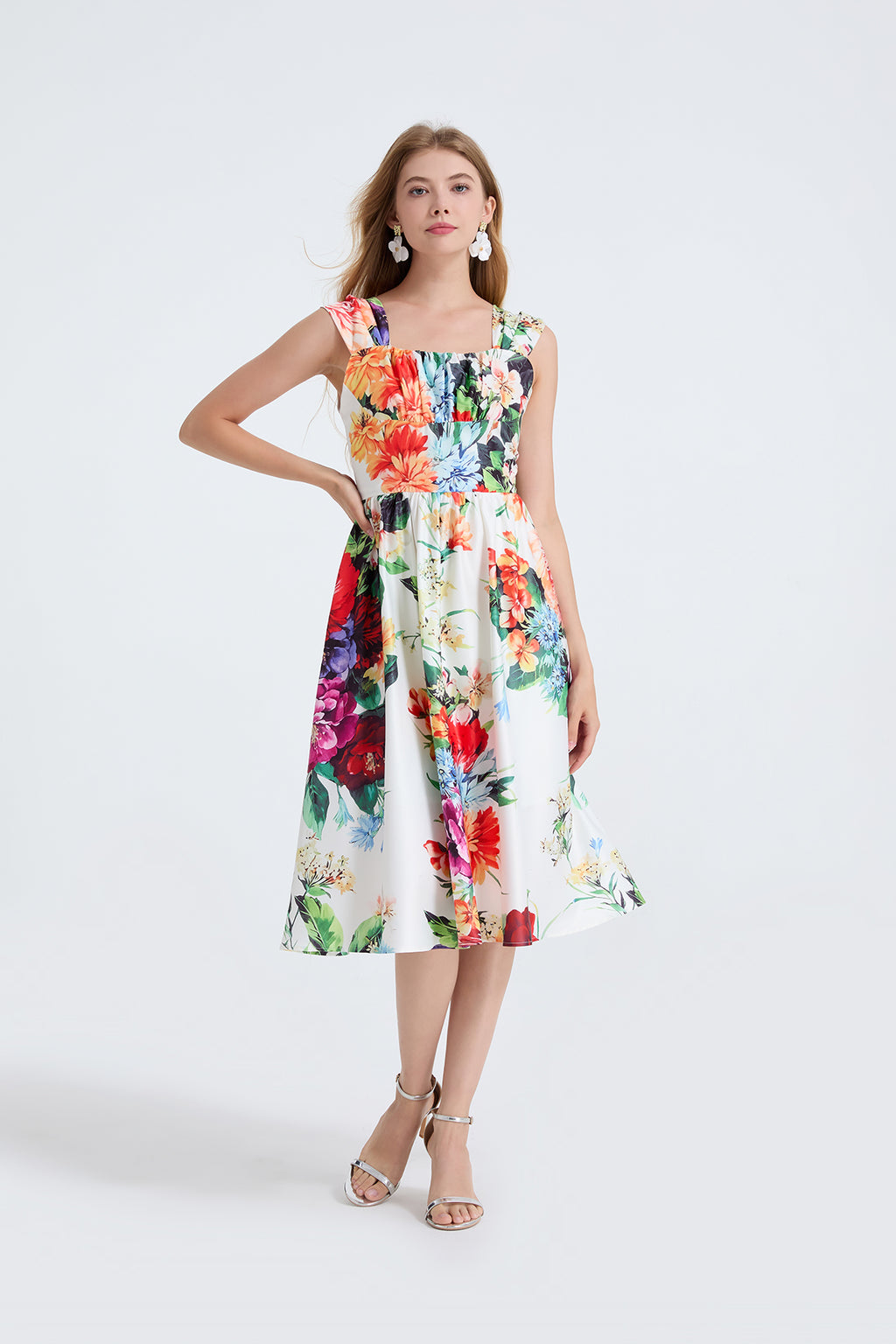 Robe d'été cintrée pour femme, coupe trapèze