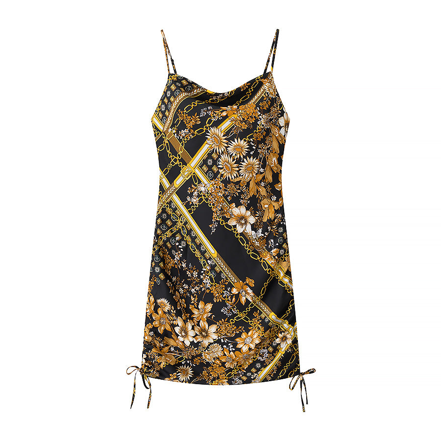 Vestido lencero con estampado de cordón lateral para mujer