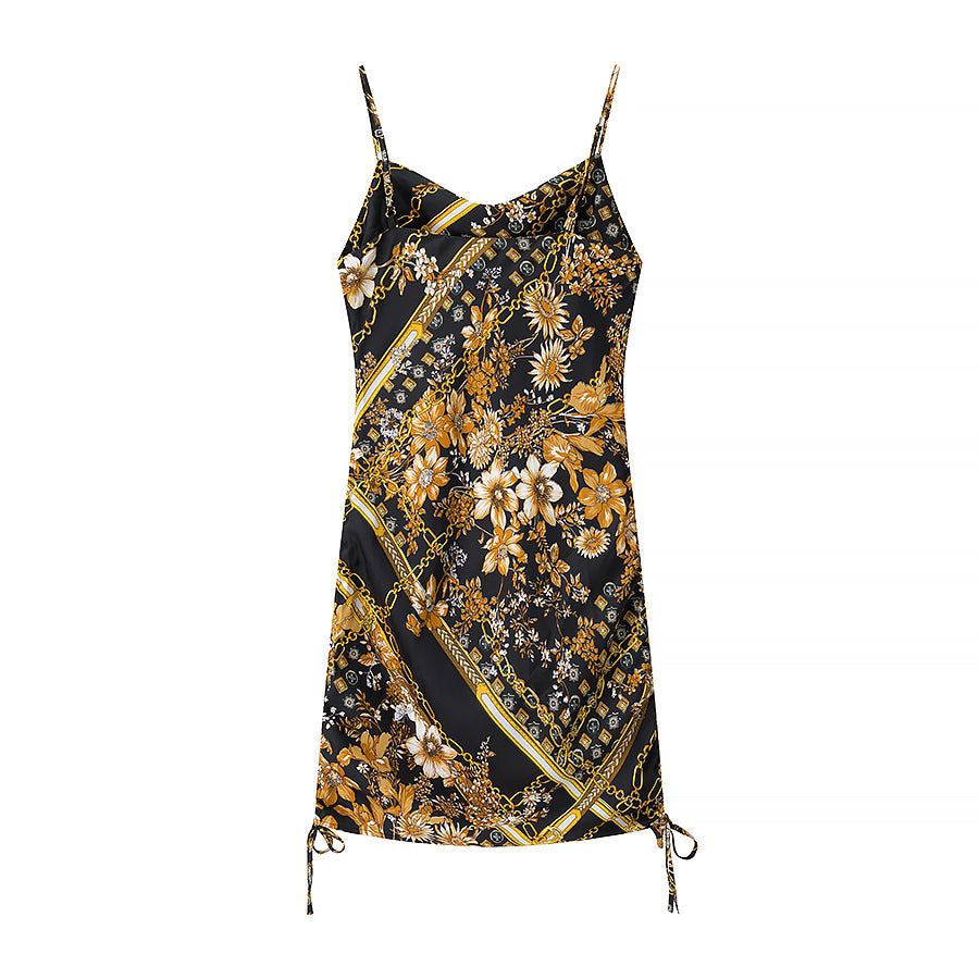 Vestido lencero con estampado de cordón lateral para mujer