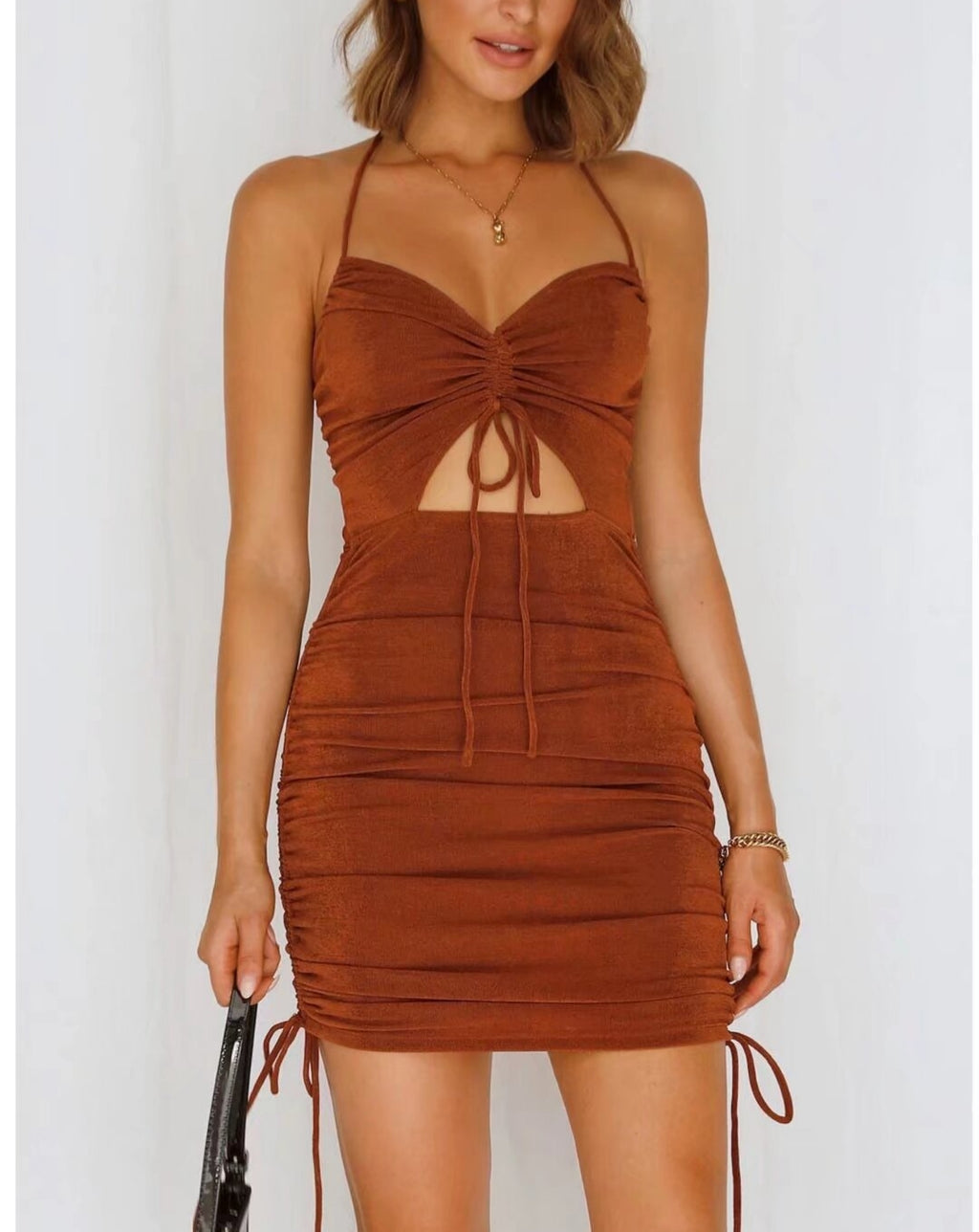 Vestido de encaje con cordón para mujer