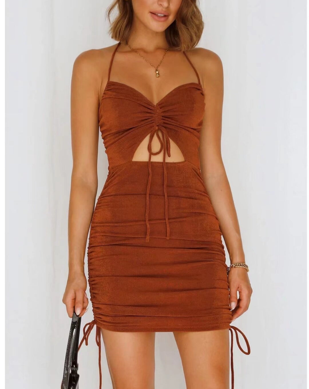 Vestido de encaje con cordón para mujer