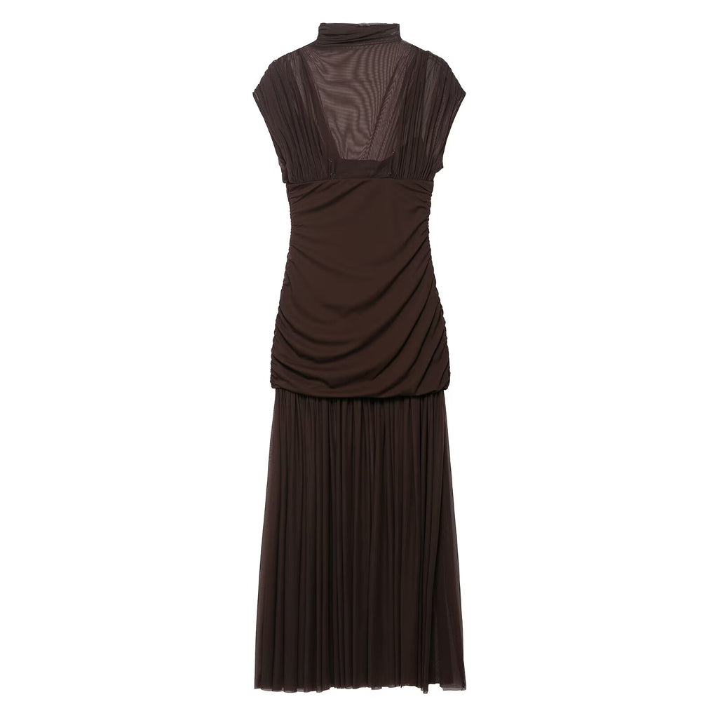 Summer Floral Ribbon Silk Net Stitching Dress