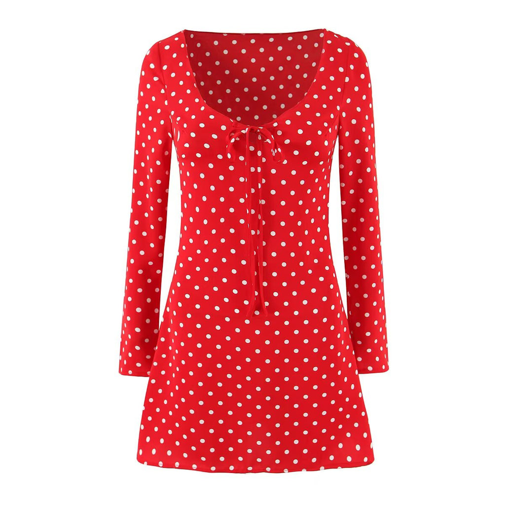 Red background and polka dots