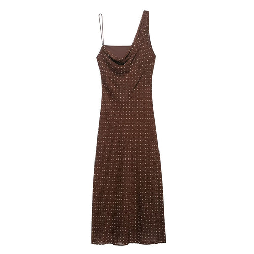 Robe d'automne simple à pois et encolure plissée