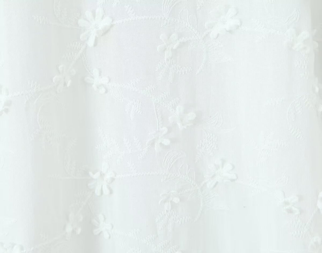 Robe à manches en forme de sabot de cheval, dos nu, broderie florale 3D tendance pour femme
