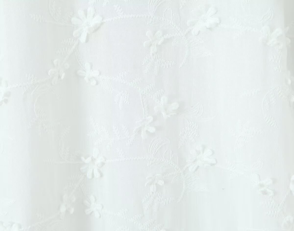 Robe à manches en forme de sabot de cheval, dos nu, broderie florale 3D tendance pour femme