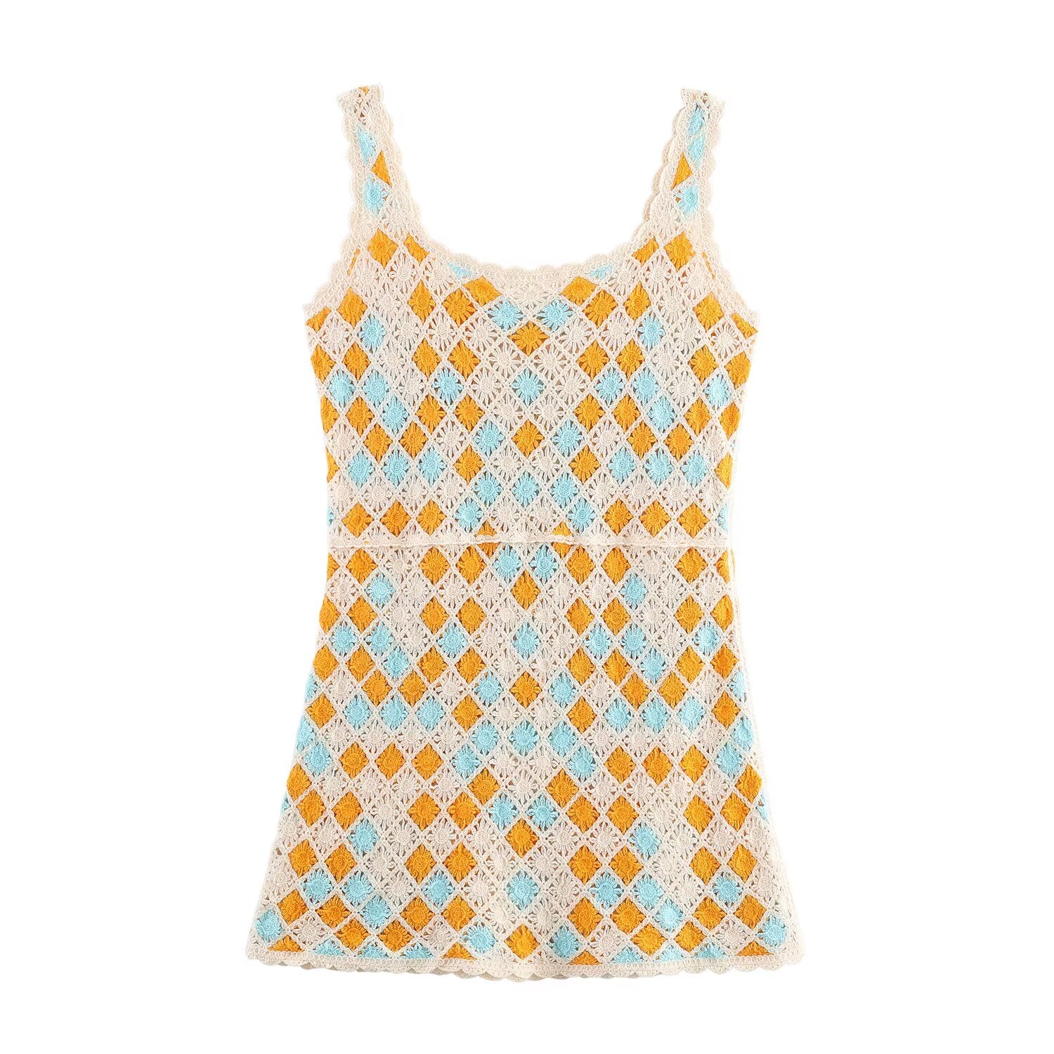 Vestido tipo chaleco de crochet para mujer, bonito y juvenil, para otoño