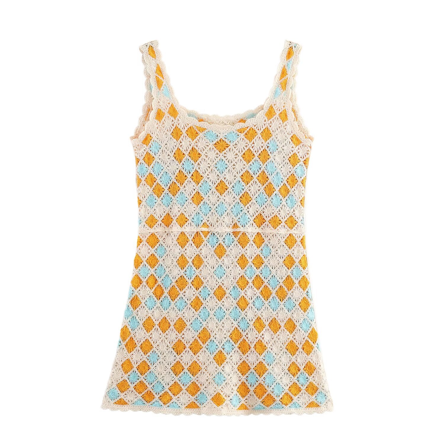 Vestido tipo chaleco de crochet para mujer, bonito y juvenil, para otoño