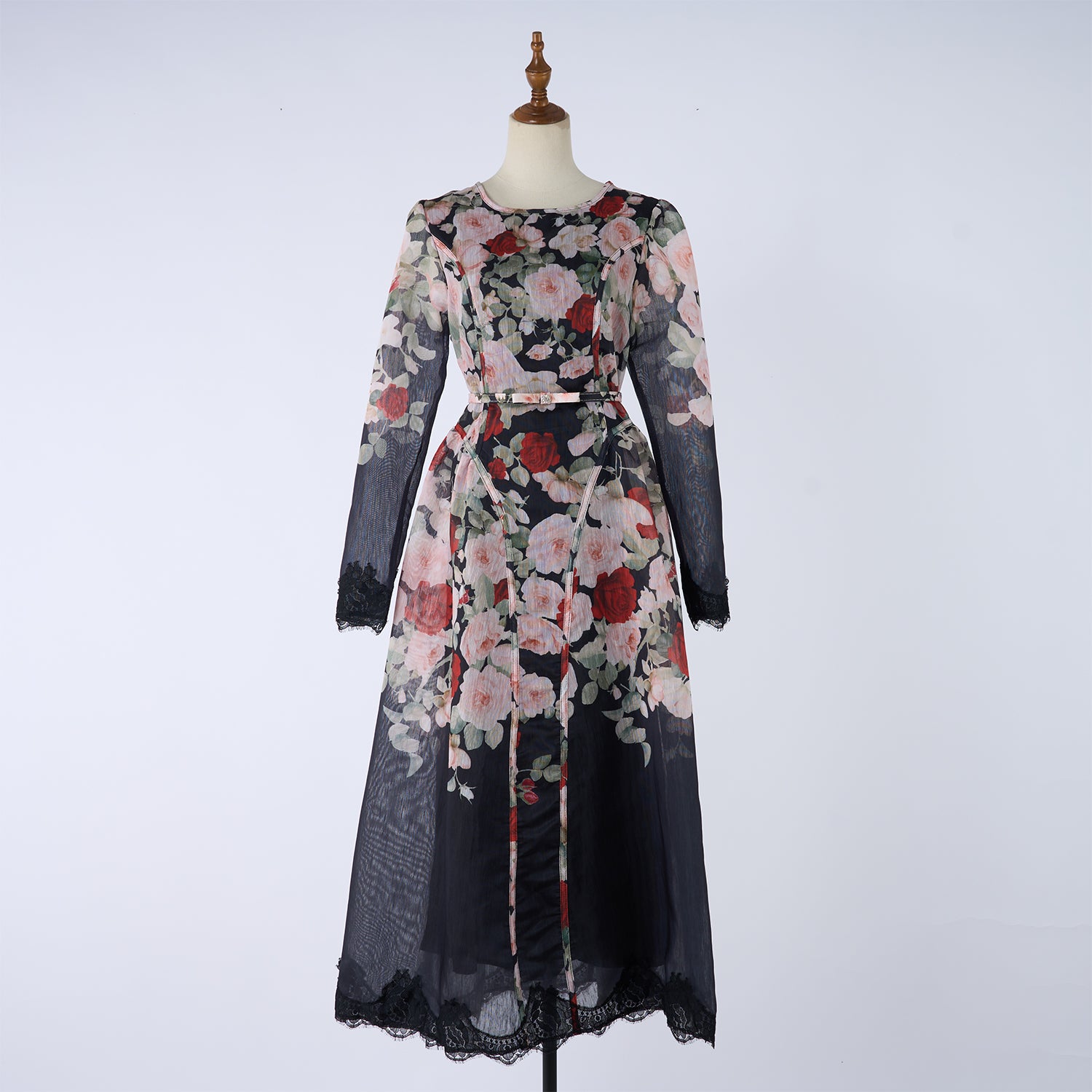 Vestido de verano y otoño de manga larga con estampado para mujer
