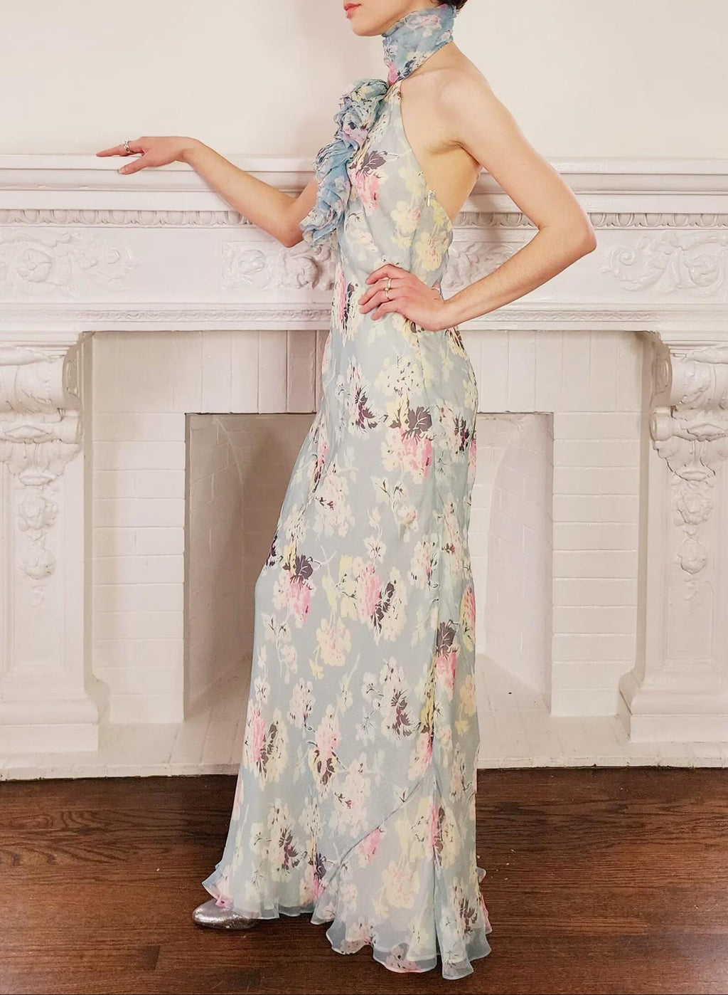 Robe dos nu imprimée artistique pour femme, collection automne mondaine