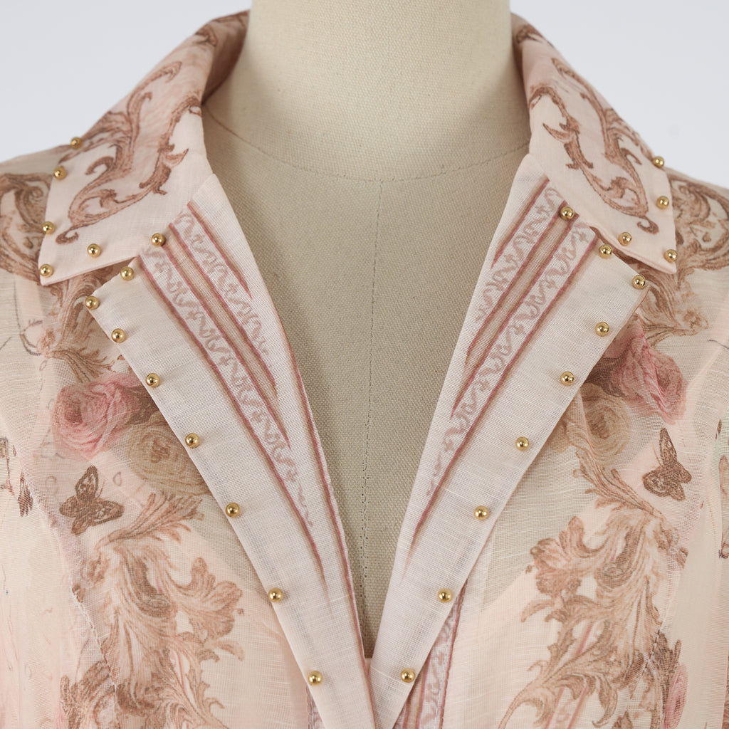 Vestido largo de verano con cuello alto y botones estampados para mujer