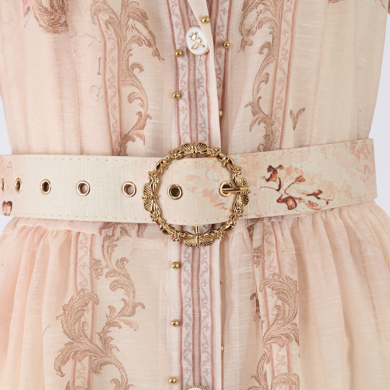 Vestido largo de verano con cuello alto y botones estampados para mujer