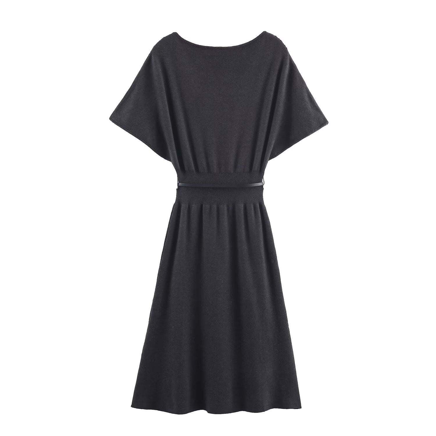 Vestido de punto de longitud media para mujer con cinturón