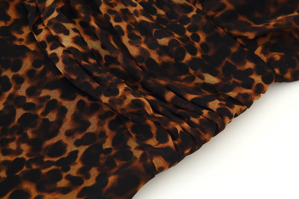 Women Clothing Autumn Lightly Mature Animal Print Midi Strap Dress