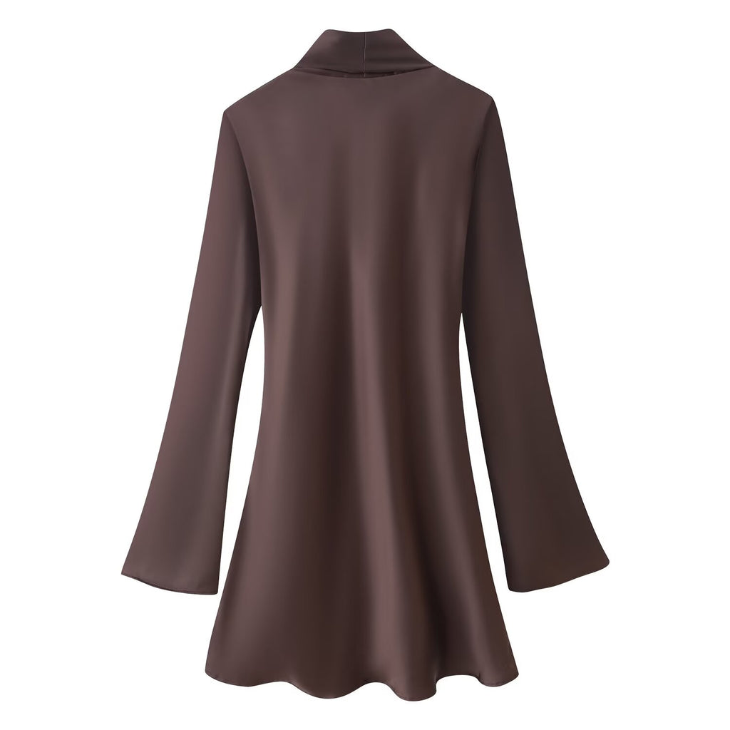 Manteau d'automne pour femme, robe écharpe en satin de soie texturé, texture soie.