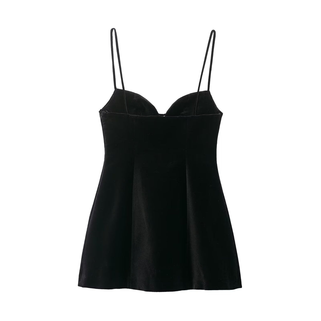 Vestido corto camisola con dobladillo esponjoso de verano para mujer