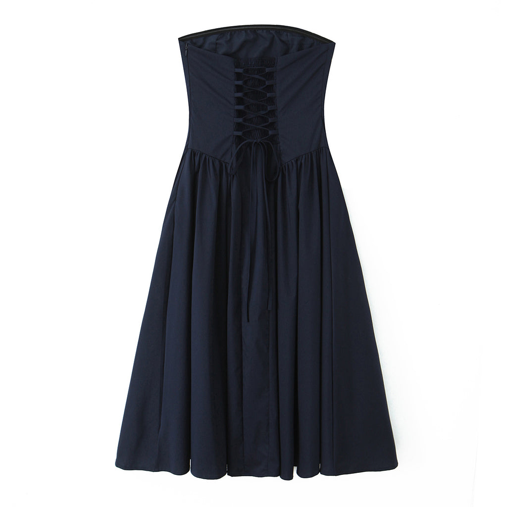 Robe bustier élégante et sexy à lacets, style rétro français, idéale pour des vacances élégantes et sexy.