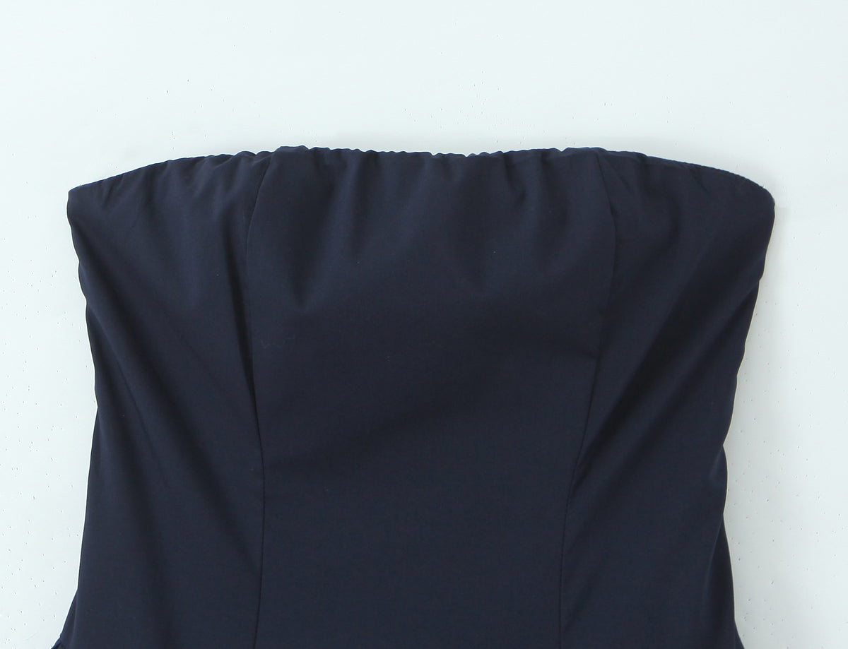 Robe bustier élégante et sexy à lacets, style rétro français, idéale pour des vacances élégantes et sexy.
