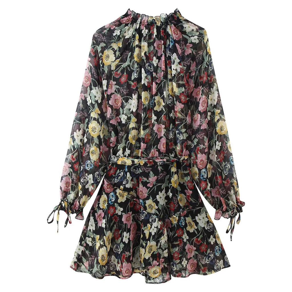 Women Clothing Western Floral Print Mini Dress