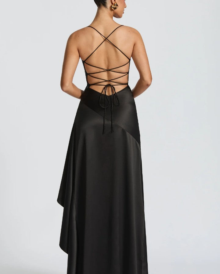 Women Clothing Fashionable Western Irregular Asymmetric Sexy Split Dress