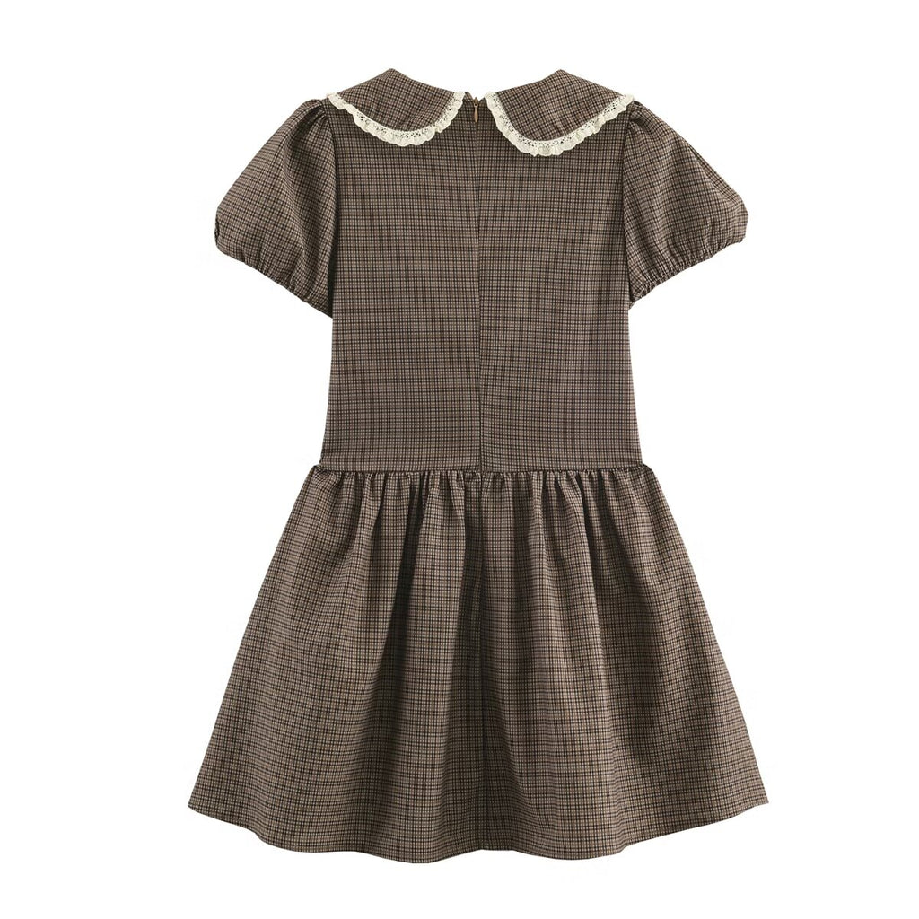 Vestido de mujer con cuello redondo pequeño a cuadros