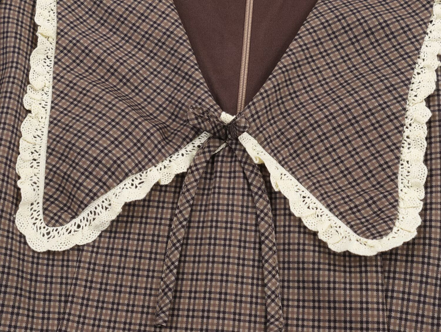 Vestido de mujer con cuello redondo pequeño a cuadros