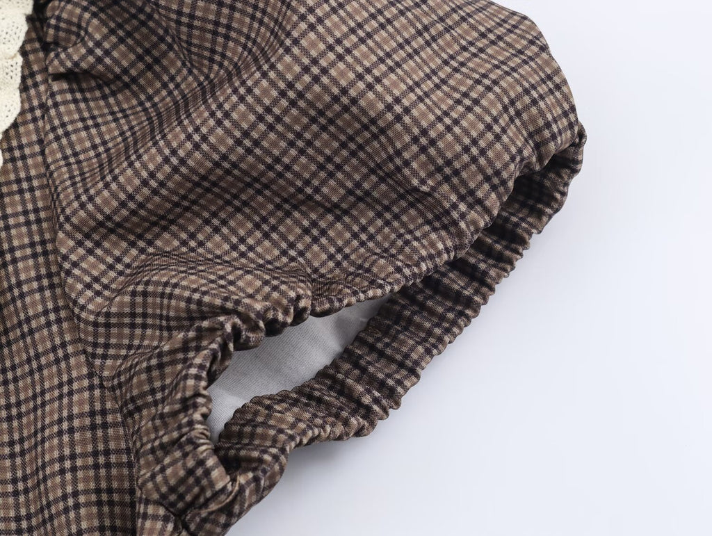 Vestido de mujer con cuello redondo pequeño a cuadros