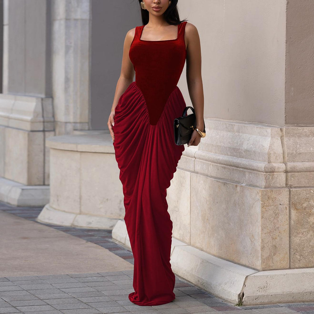 Vestido tubo sin mangas con espalda descubierta y cintura ajustada para mujer