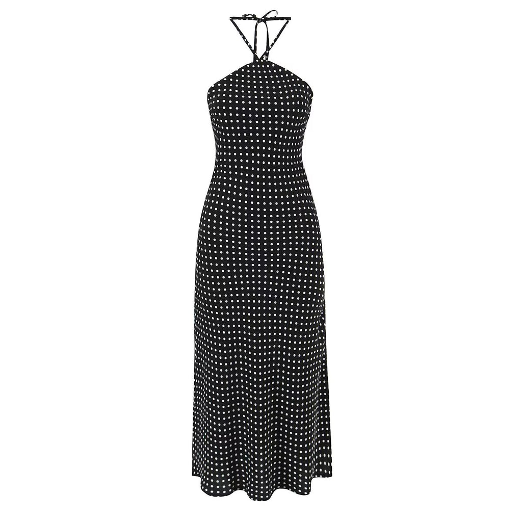 Robe dos nu sexy à pois pour femme, style vacances françaises