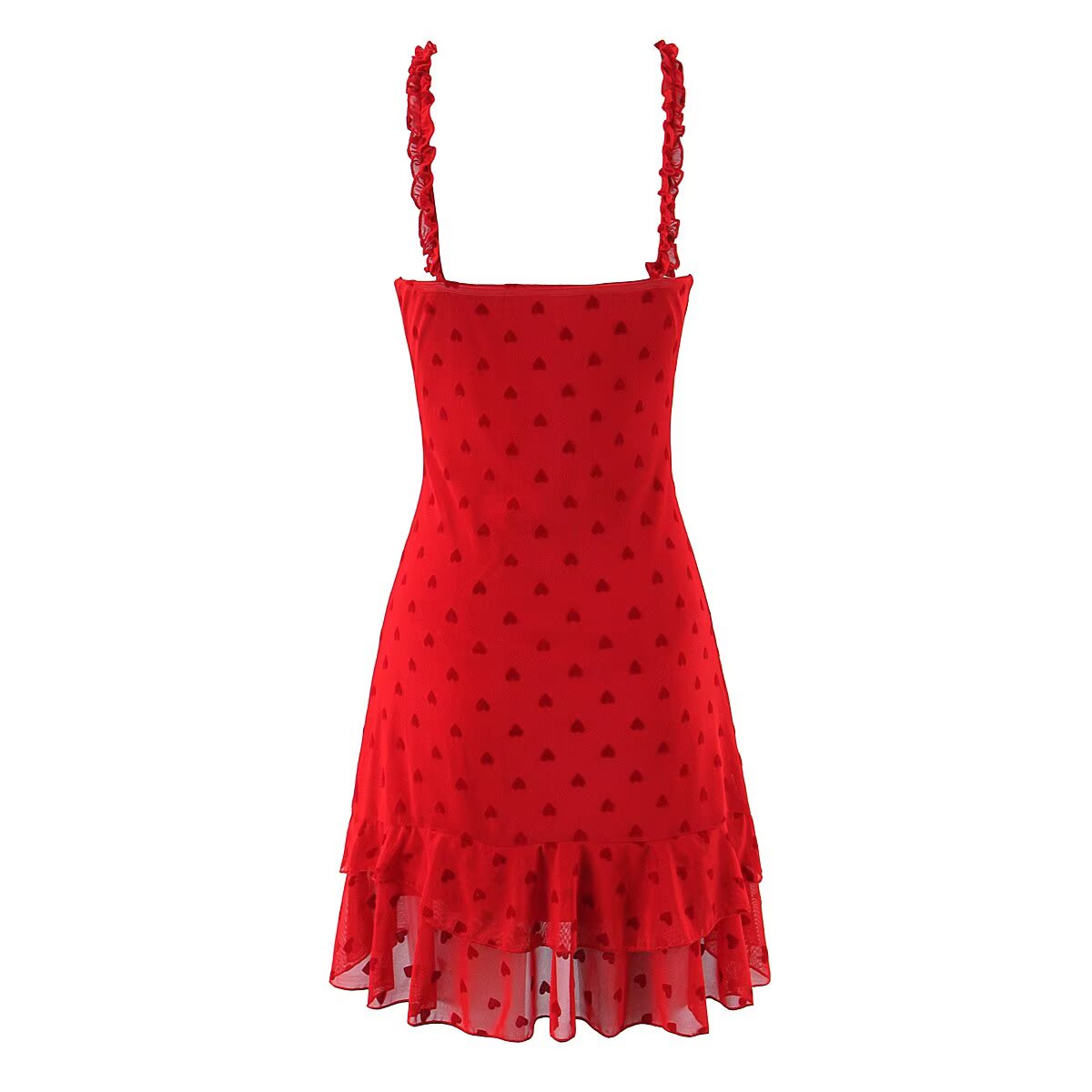 Vestido retro de lunares con volantes y escote en V para mujer, fácil de combinar
