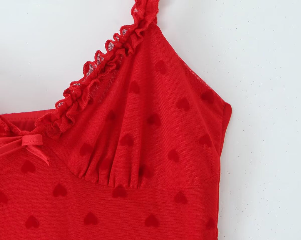 Vestido retro de lunares con volantes y escote en V para mujer, fácil de combinar