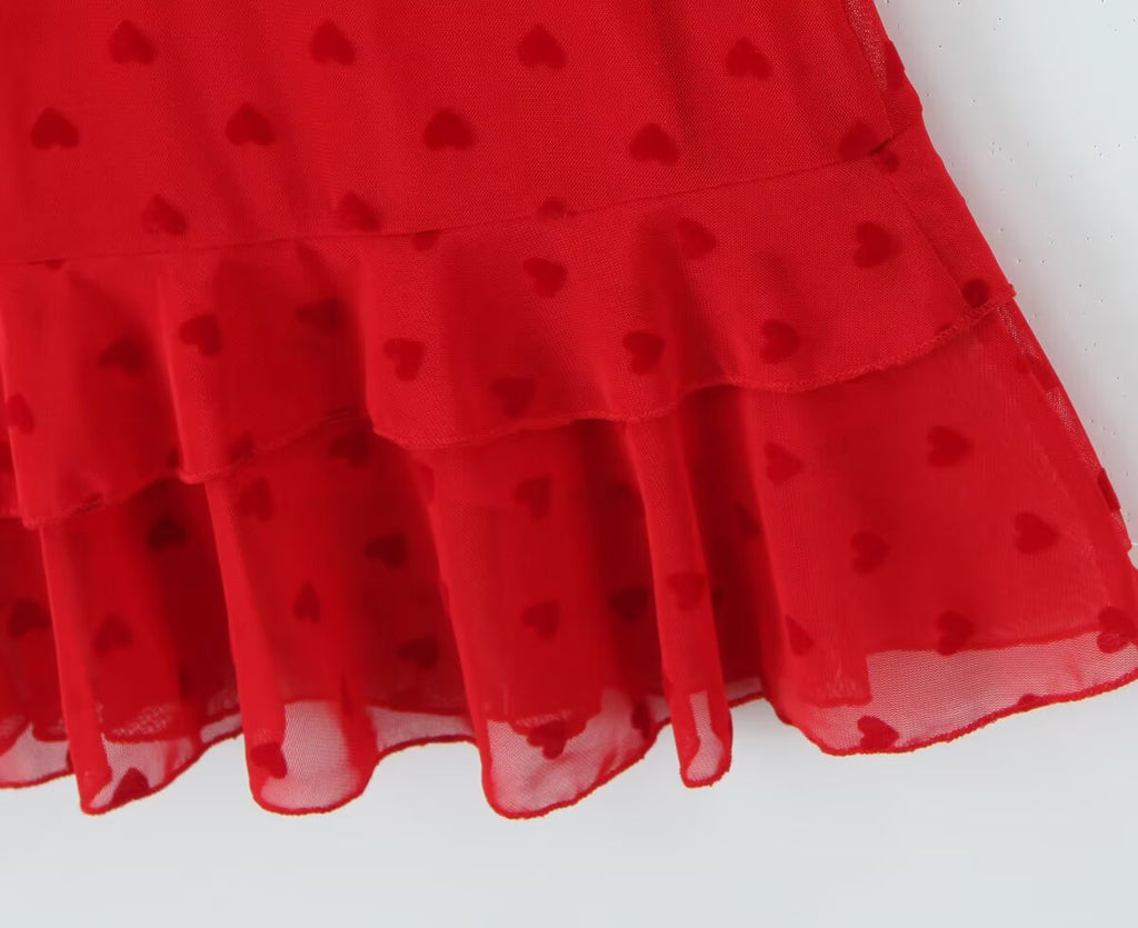 Vestido retro de lunares con volantes y escote en V para mujer, fácil de combinar